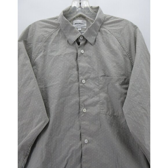 Nors e Projects Shirt Large Button Down Polka Dots Pocket Classic * - Picture 2 of 12
